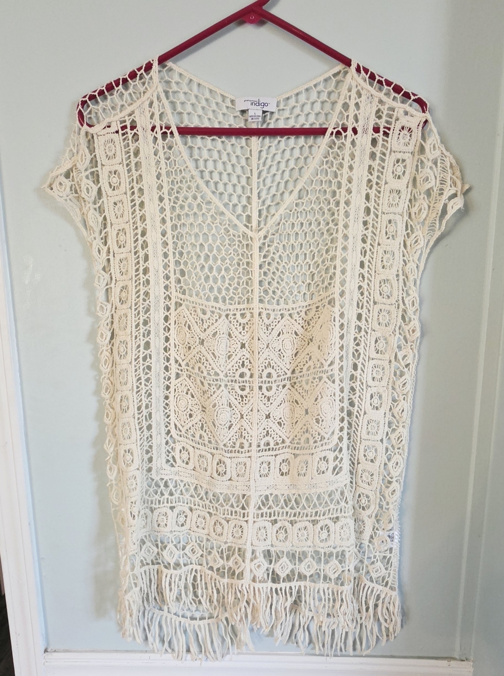 Indigo Crochet Fringe Tunic - Picture 2 of 6